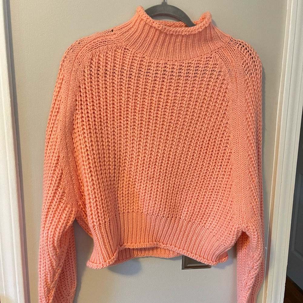 Women's Hot Pink Turtleneck Sweater